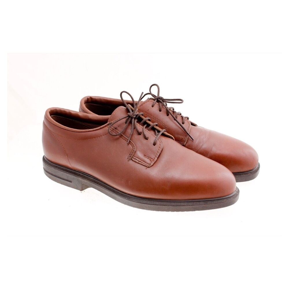 All American Shoe Styles Men's Brown Leather No-Slip Oxford Shoes Size 10.5